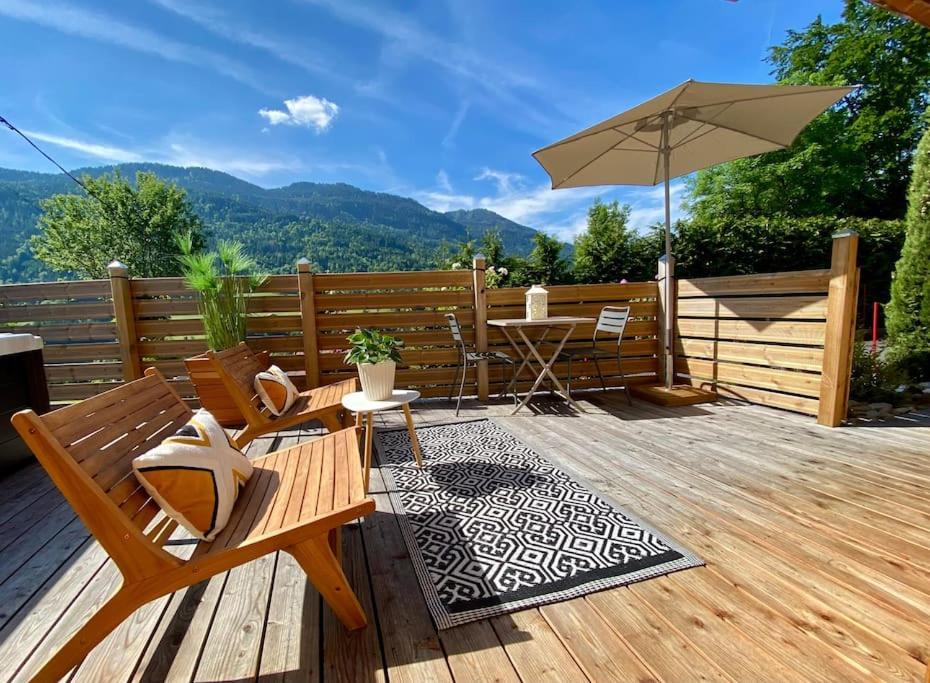 Les Villards-sur-Thônes Androsace Appartement Dans Chalet Bois Avec Jacuzzi Privatif Terrasse Et Vue Montagne מראה חיצוני תמונה